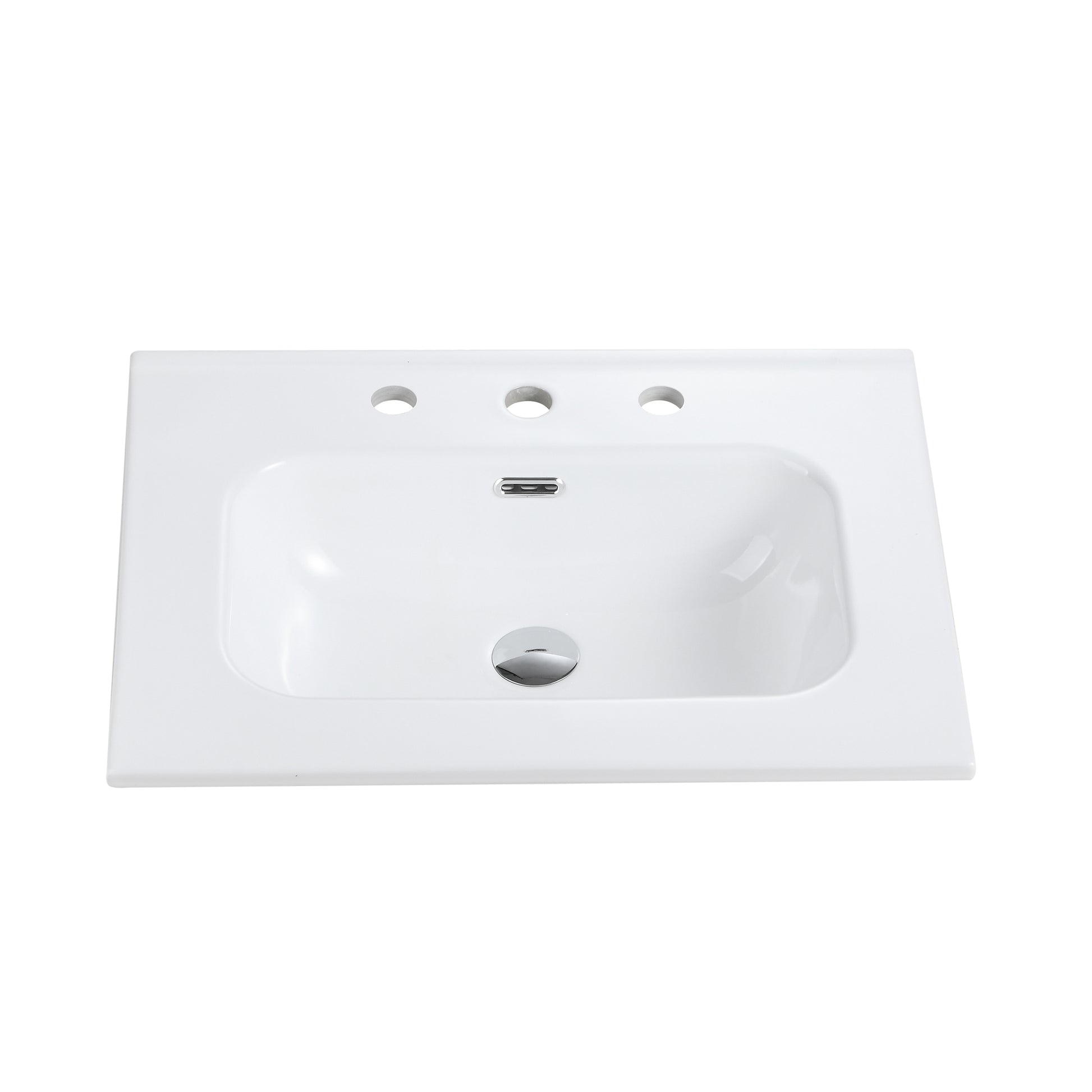 BB0924Y331, Integrated white ceramic basin with three predrilled faucet holes, drain assembly NOT included image 8