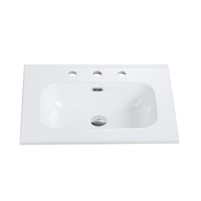 BB0924Y331, Integrated white ceramic basin with three predrilled faucet holes, drain assembly NOT included image 8