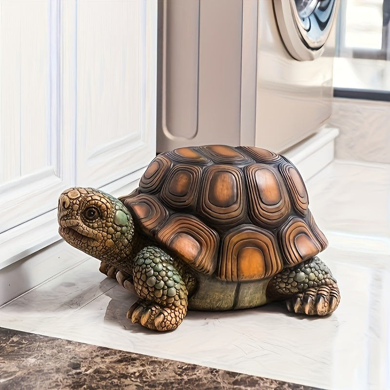 18" Garden Turtle Statue Stool, Simulated Animal Resin Sculpture, Multi-Purpose Decorative Stool for Living Room, Balcony, Office, Garden, Courtyard & Lawn image 1