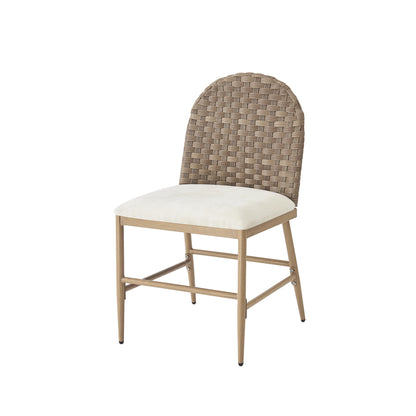 Farmhouse Dining Chairs Set of 2, Upholstered Kitchen Chairs Armless Iron Side Chair with rattan Backrest for Dining Room,Restaurant,Brown image 9