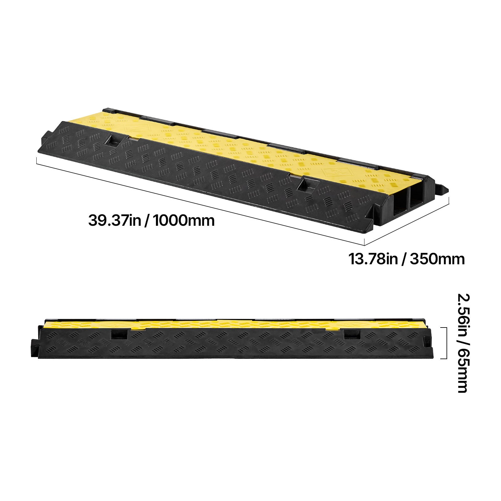 Cable Protector Ramp, 22,000 lbs/axle Capacity, 2 Channel Heavy Duty Rubber Cord Hose Wire Cover, 2.2 x 2 in Channel, Traffic Speed Bump with Flip-Open Top Cover, for Indoor Outdoor, 1 Pack image 8