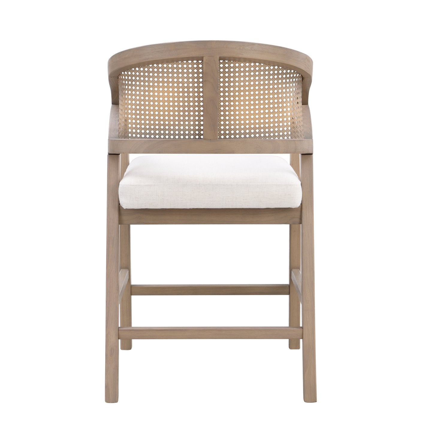 Wooden Frame Counter stool with rattan back-Light Ash-set of 2 image 3