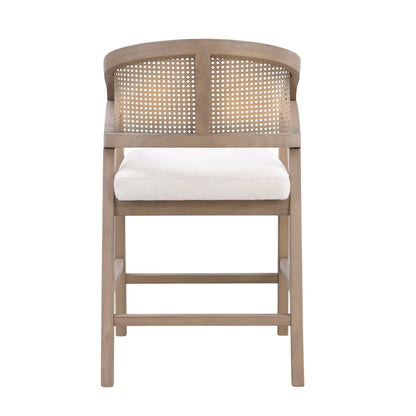 Wooden Frame Counter stool with rattan back-Light Ash-set of 2 image 3