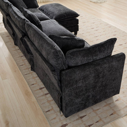 Cloud Sofa Armrests only, Modern Sectional Couch, for Living Room Bedroom and Apartment, Comfy Double Layer Upholstered Seat Cushion, Breathable Chenille Fabric, Black image 2