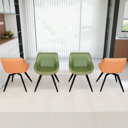 A set of 4 dining chairs, medieval modern kitchen dining chair, PU decorative chairs with black metal legs, suitable for home&kitchen (Green and Orange) image 5