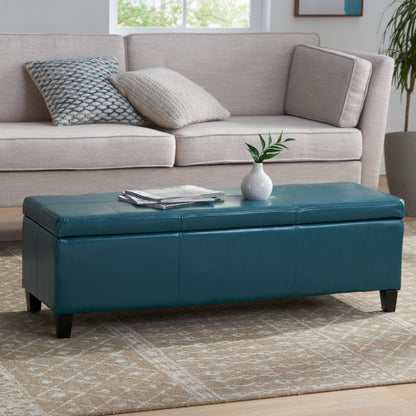 Upholstered PU Leather Storage Ottoman, Solid Wooden Legs (old sku 57742.00TEL) image 2
