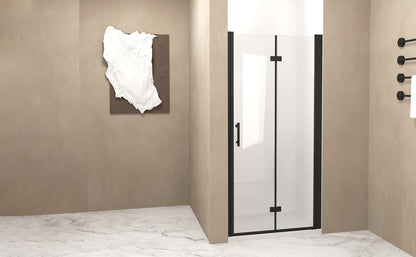 29-28"x 72" Bifold Shower Door, 1/4"(6mm) Tempered Glass, Matte Black Aluminum Frame, Explosion Proof Film image 9