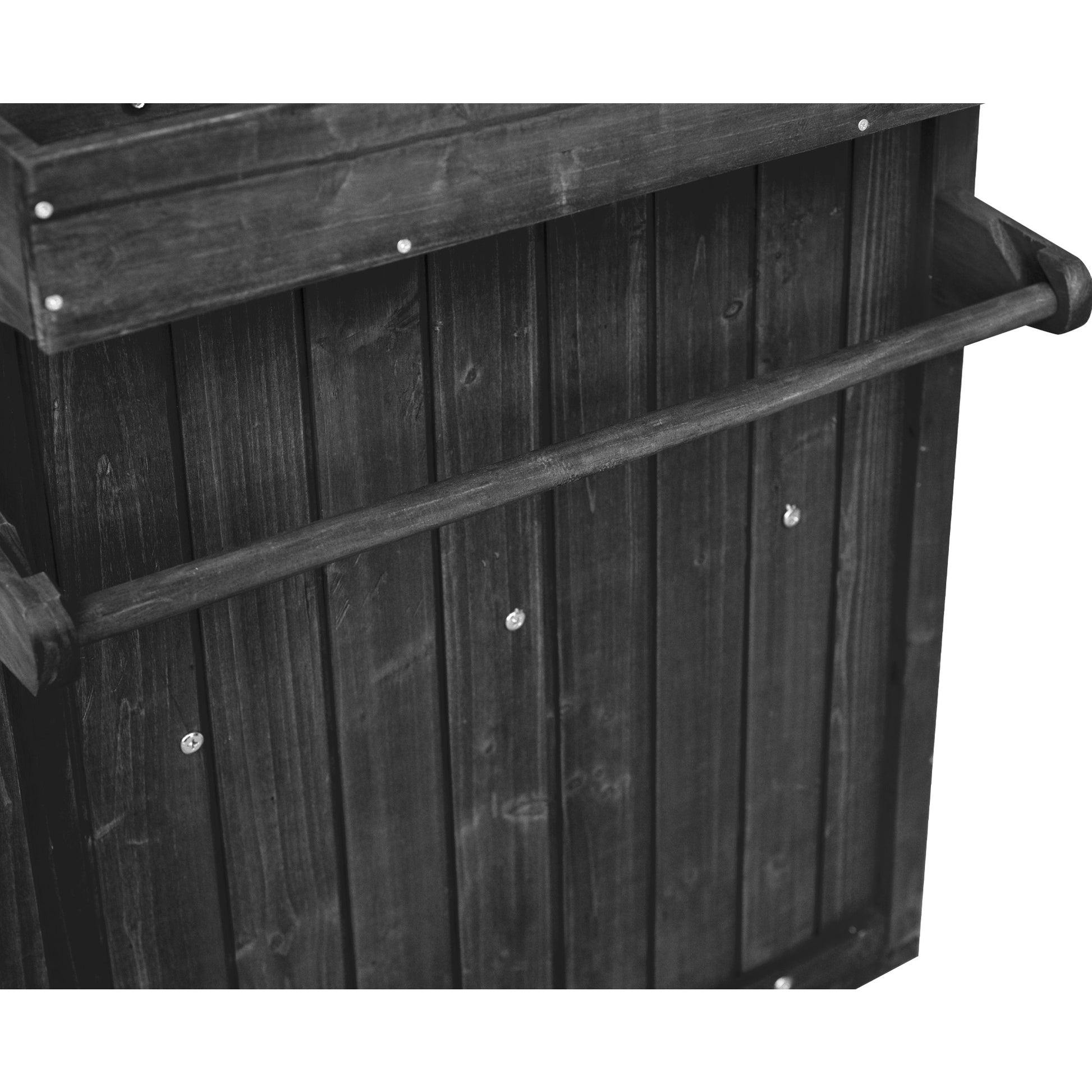 K&K 80.5" Outdoor Kitchen Island for Big Green Egg& Blackstone Griddle, Solid Wood Grill Cart Table with Stainless Steel Top, Drawer for Large Big Green Egg and 21"/28" Blackstone Griddle, Black image 5
