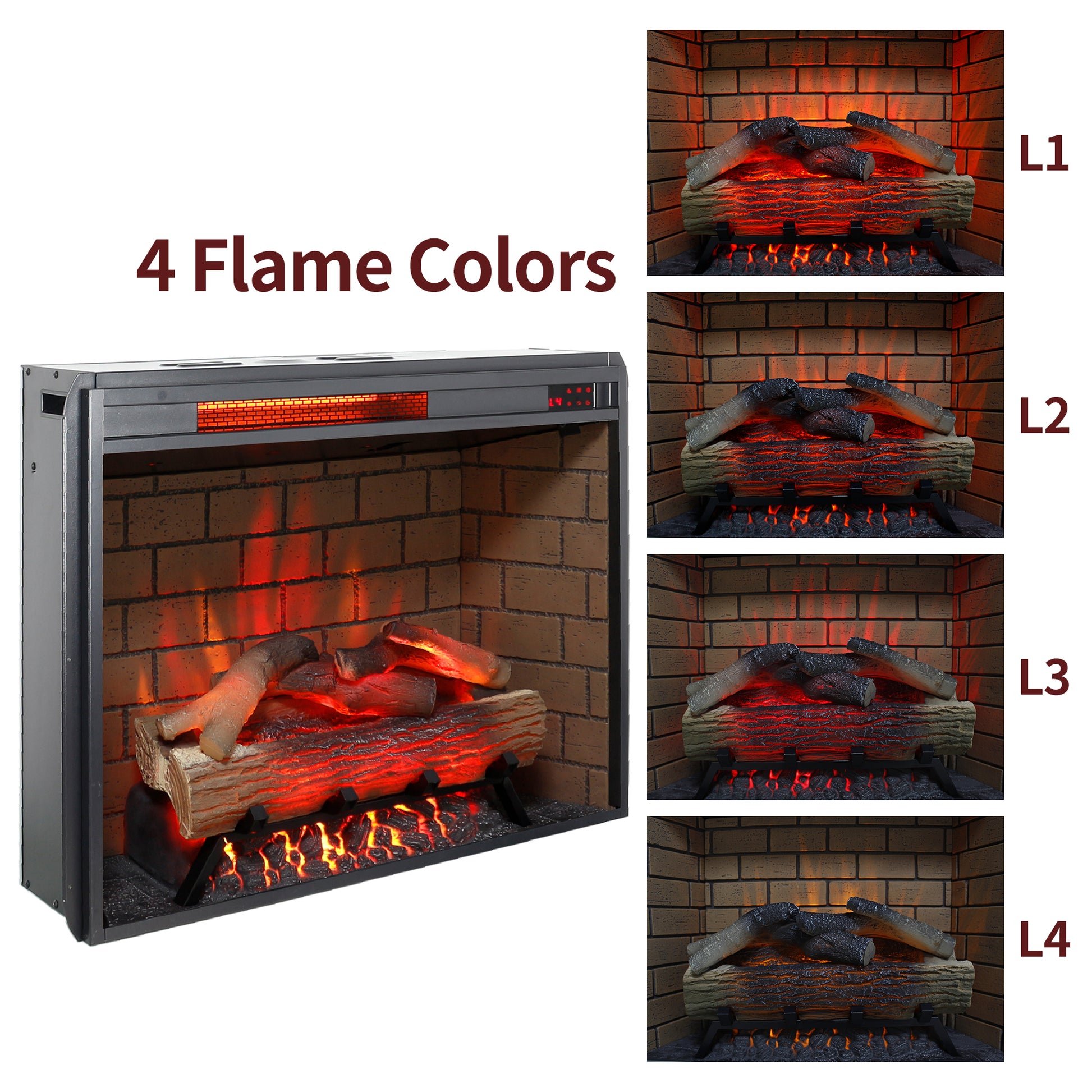 65" Fireplace TV Stand for TVs up to 75",with 28" Electric Fireplace and LED Light image 6