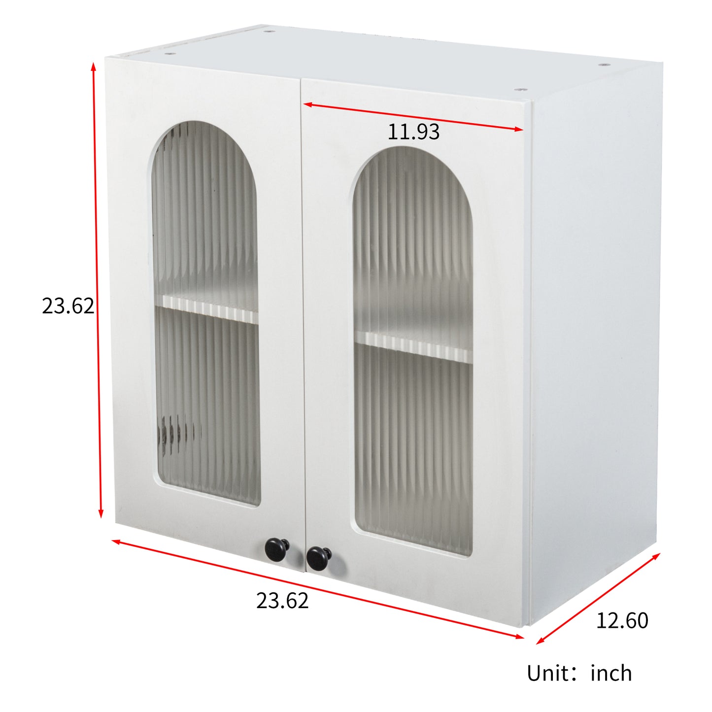 Wall Cabinet,Arched Glass door Display Wall Mounted Cabinet, Floating Cabinet with inadjustable Shelves for Kitchen,Bathroom,Living Room image 7
