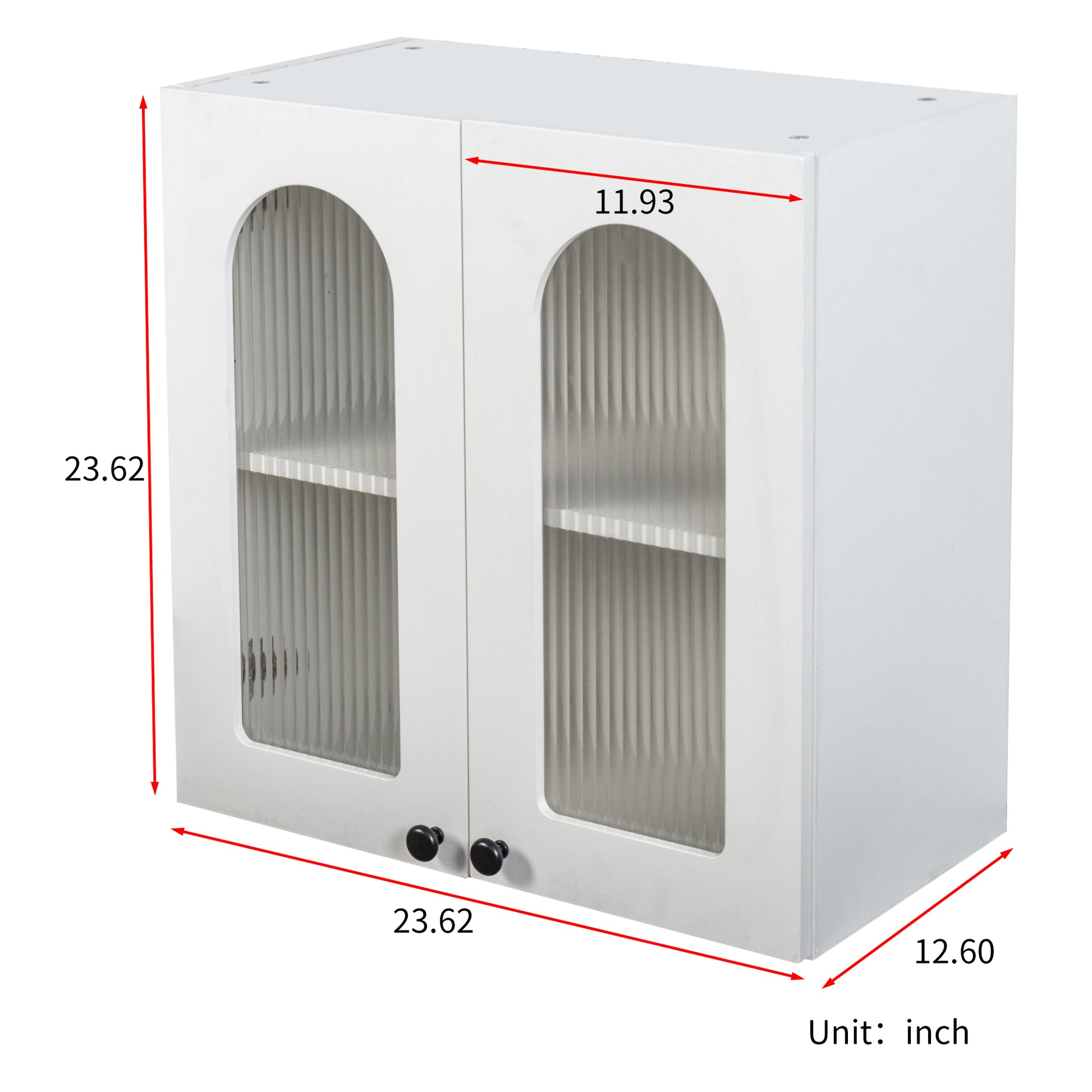 Wall Cabinet,Arched Glass door Display Wall Mounted Cabinet, Floating Cabinet with inadjustable Shelves for Kitchen,Bathroom,Living Room image 7
