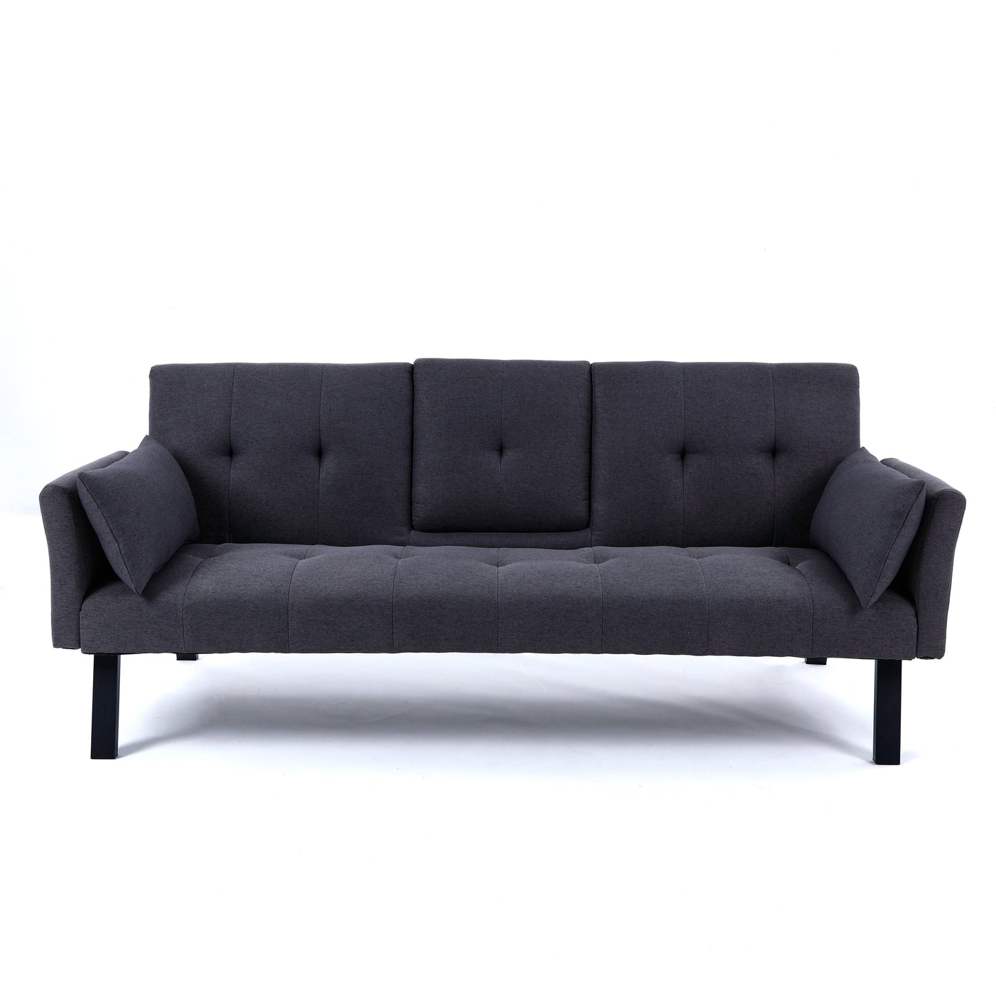 70-inch multi-functional cotton and linen sofa bed: foldable + cup holder + side storage, instantly switch between living room and bedroom image 11