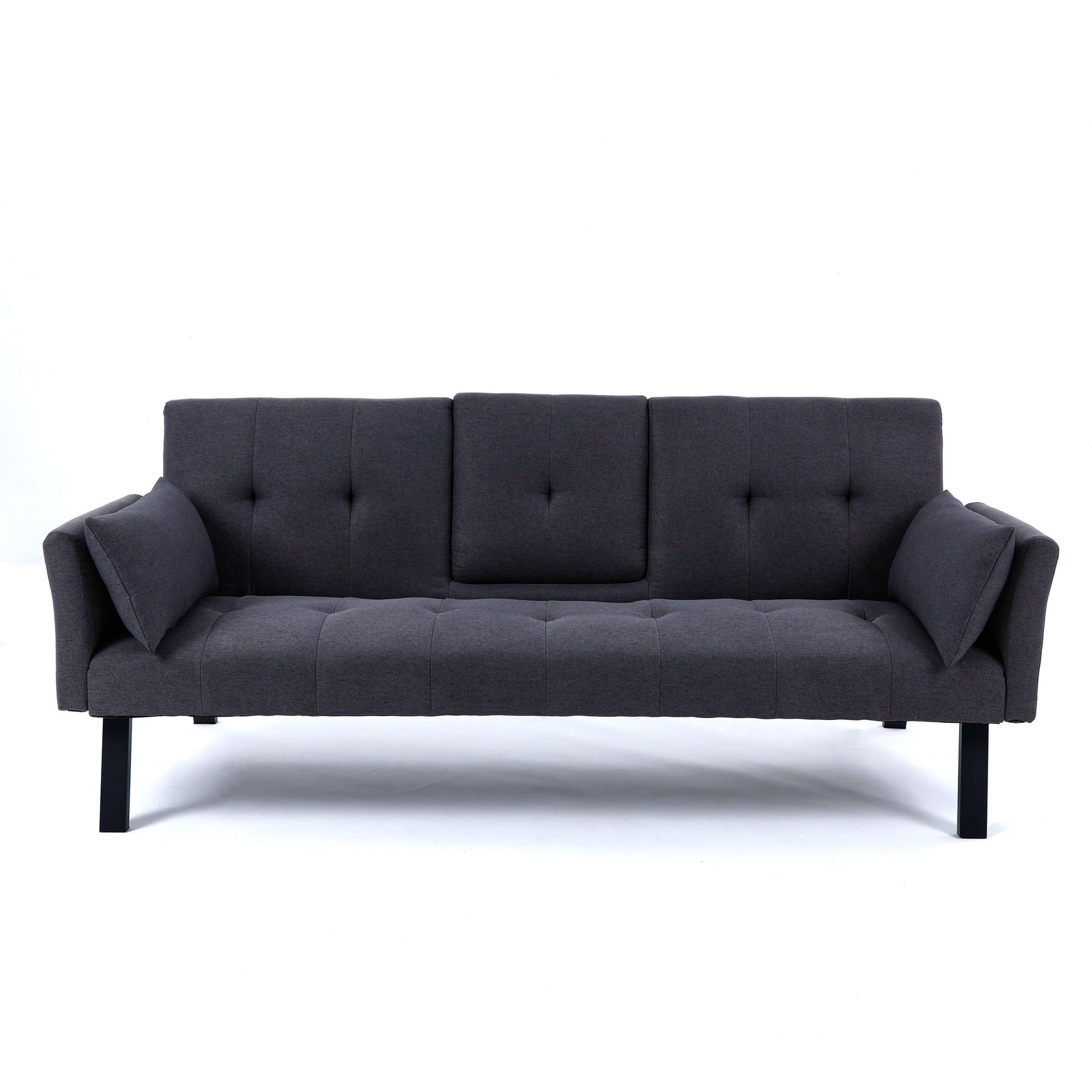 70-inch multi-functional cotton and linen sofa bed: foldable + cup holder + side storage, instantly switch between living room and bedroom image 11