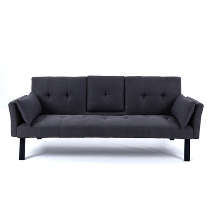 70-inch multi-functional cotton and linen sofa bed: foldable + cup holder + side storage, instantly switch between living room and bedroom image 11