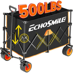 Durable Black and Orange Telescoping Camping Cart for Easy Transport