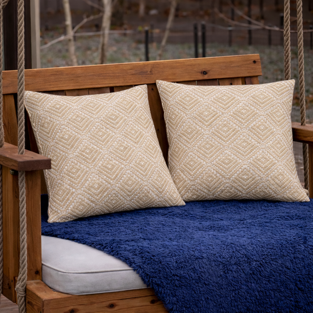 (same as W419P449832)2 Pack Outdoor Throw Pillows, Waterproof & Fade-Resistant Patio Cushions for Garden, Porch, Poolside Furniture - Soft & Comfortable Decorative (18x18 Inch, RHOMBUSBEIGE Fabrics) image 7