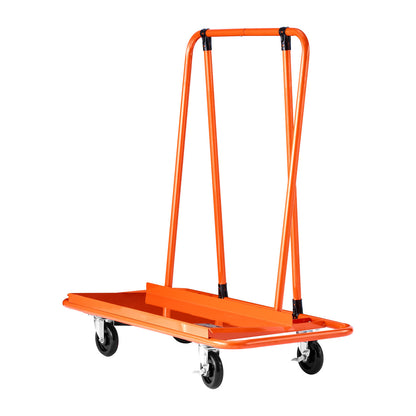 Drywall Cart Dolly, 1800 lbs Load Capacity, Steel Panel Dolly with 4 Swivel Casters, Durable & Long-lasting, Panel Truck Cart with Tie-Down Strap for Plywood, Plasterboard, Glass, Orange image 10