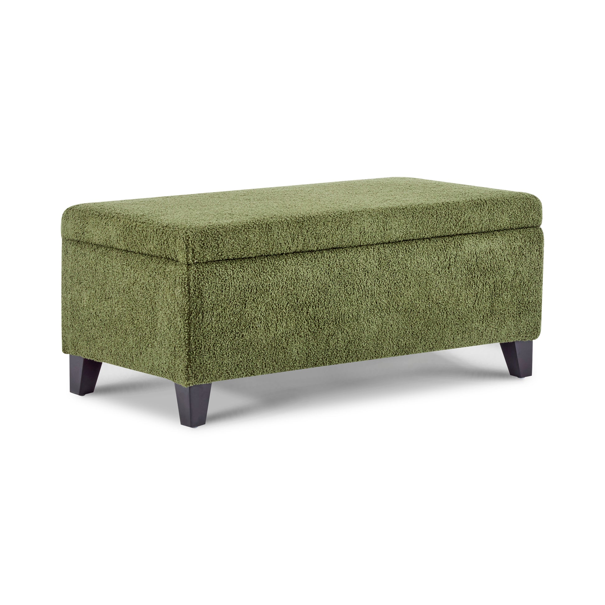 Storage Ottoman with Flip-Top Lid, Easy Assembly, Boucle Fabric & Rubber Wood Legs, Retro Green image 7
