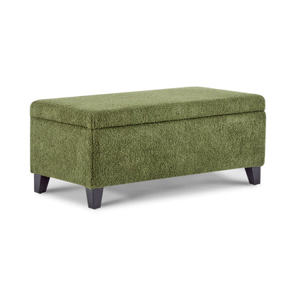 Storage Ottoman with Flip-Top Lid, Easy Assembly, Boucle Fabric & Rubber Wood Legs, Retro Green image 7