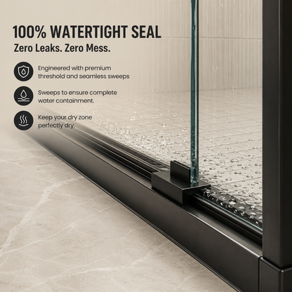 56-60" W x 72" H Framed Double Sliding Shower Door, 1/4" (6mm) Clear Tempered Glass with Safety Film and Nano Coating, Waterproof Seals, Matte Black image 6
