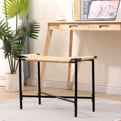 Vanity Stools Handwoven Paper Rope Ottoman for Entryway Natural Footstool for Living Room  (Natural)