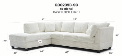 Perth G00239B-SC Sectional(Ottoman Not Include), White image 2