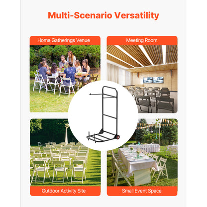 Folding Chair Rack Cart for 10 Chairs of 100 LBS Push-Style Chair Dolly image 9