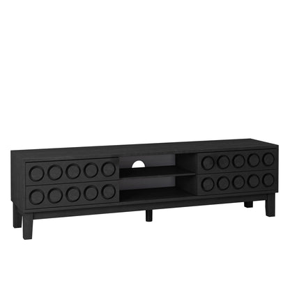 Modern Mid-Century Media Console with 4 Drawers and Cable Management, TV Console Table for TVs up to 75",Entertainment Center for Living Room and Office(Black) image 12