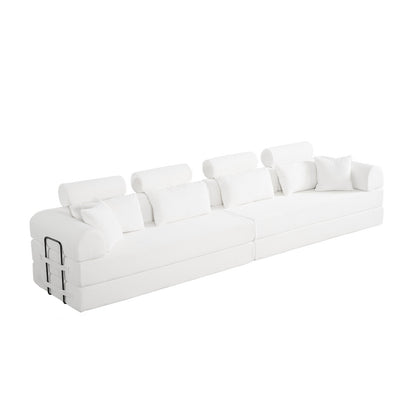 L shape Modular Sectional Sofa, Compressed Sectional Sofa Modern Minimalist Style Corduroy Couch,Unfold into a bed, Bedroom, Comfy Compressed Sofa Couch Space-Efficient Design(Beige) image 6