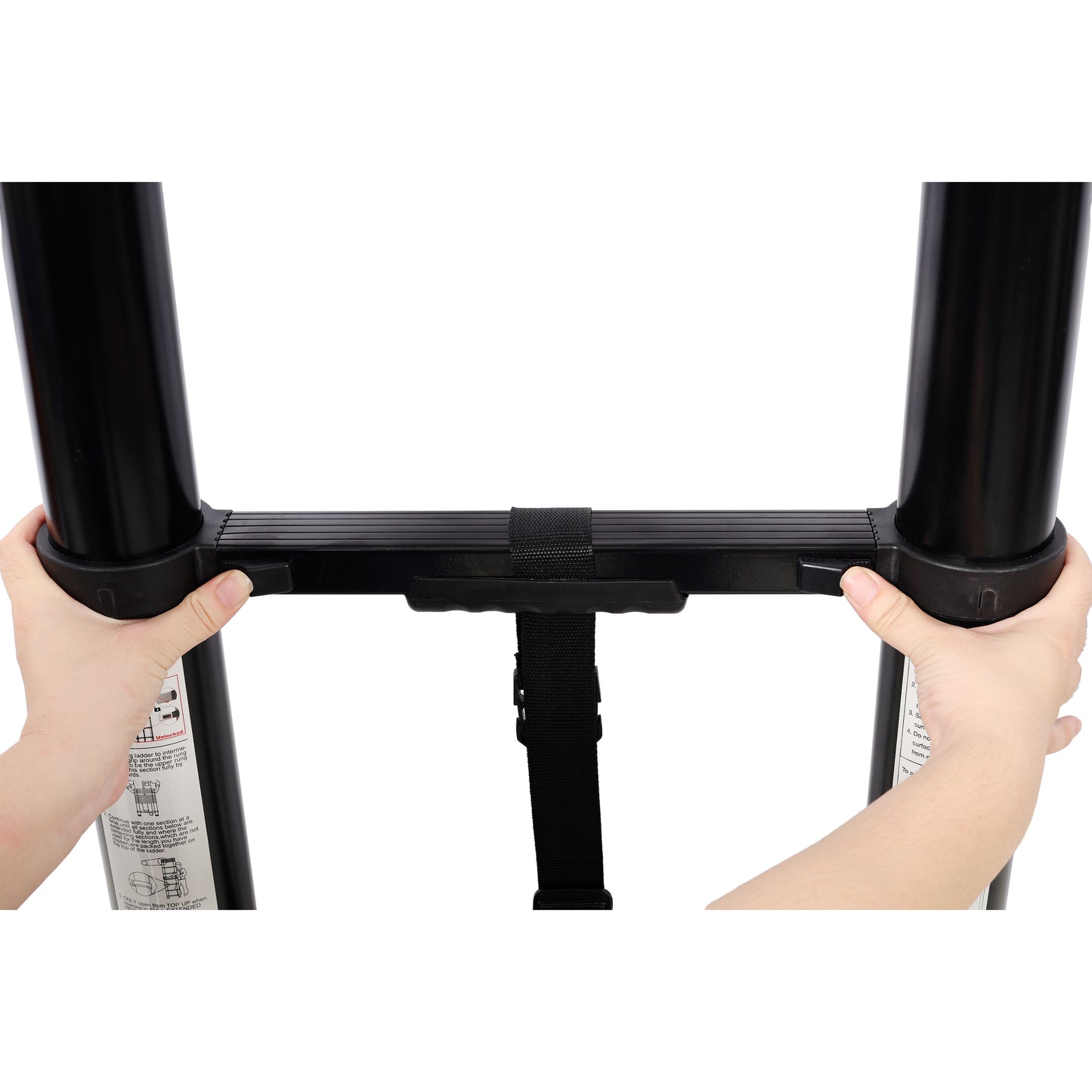 12.5FT Telescopic Ladder Aluminum Ladder with Non-Slip Feet, Slow Down Safety Function Portable Extension Ladder for Household and Outdoor Working, 330lb Capacity Black image 9