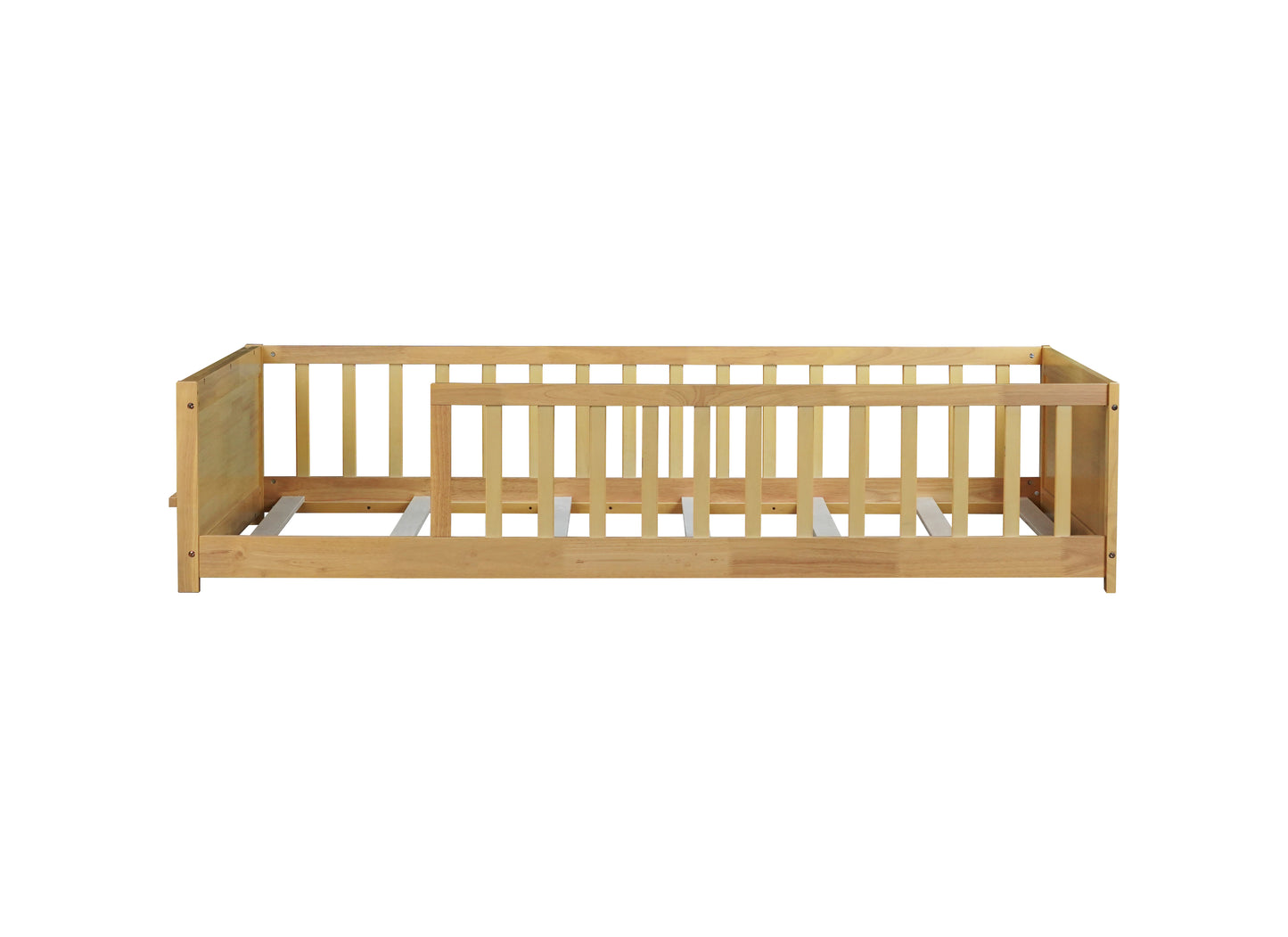 Twin size Floor Platform Bed with Built-in Book Rack,Natural(Old Sku:W504P143309) image 4