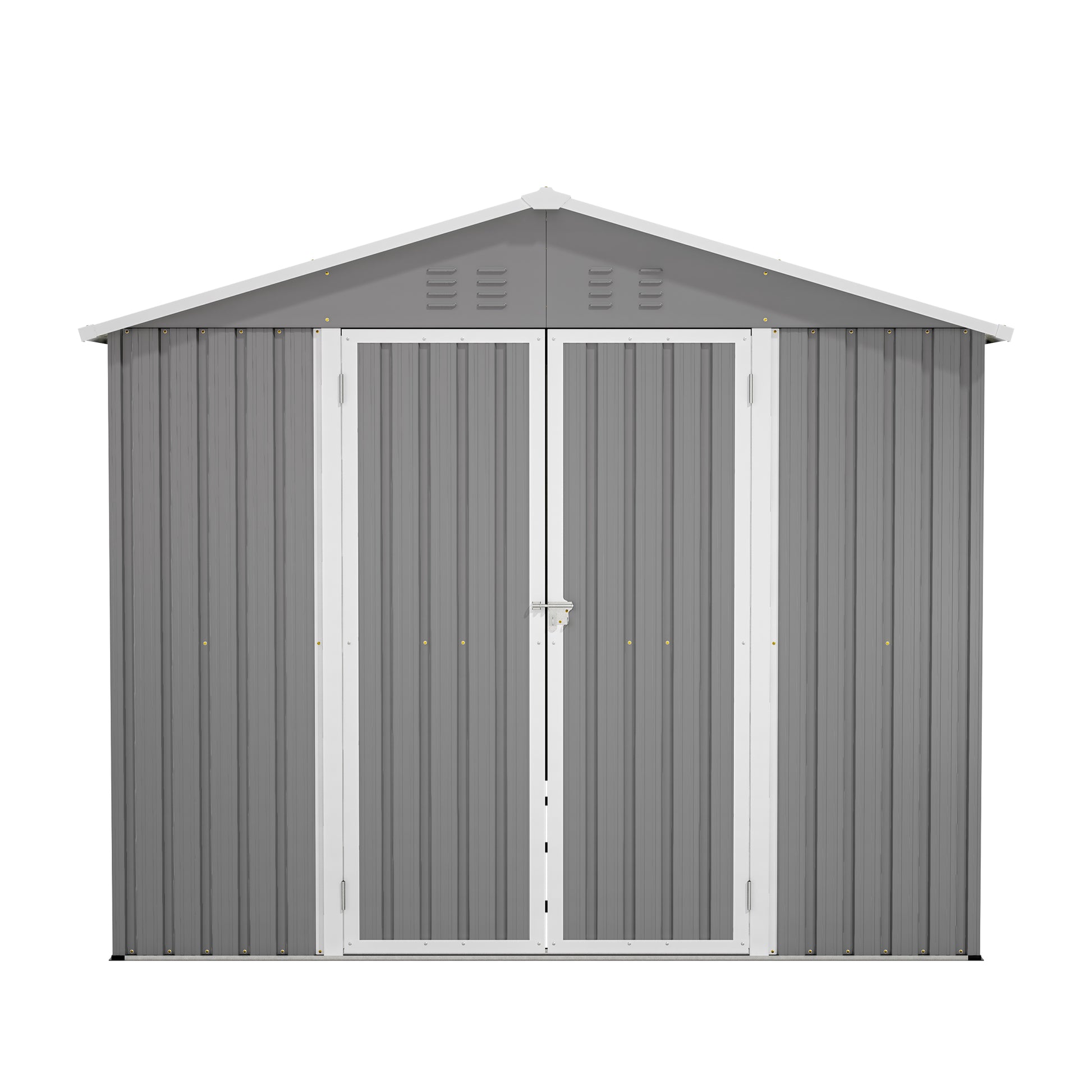 8 x 12 FT Outdoor Storage Shed, Large Metal Tool Storage with Aluminium Frame and Lockable Doors, Storage for Backyard Garden Patio Lawn, Grey image 12