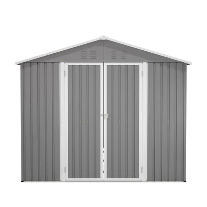 8 x 12 FT Outdoor Storage Shed, Large Metal Tool Storage with Aluminium Frame and Lockable Doors, Storage for Backyard Garden Patio Lawn, Grey image 12