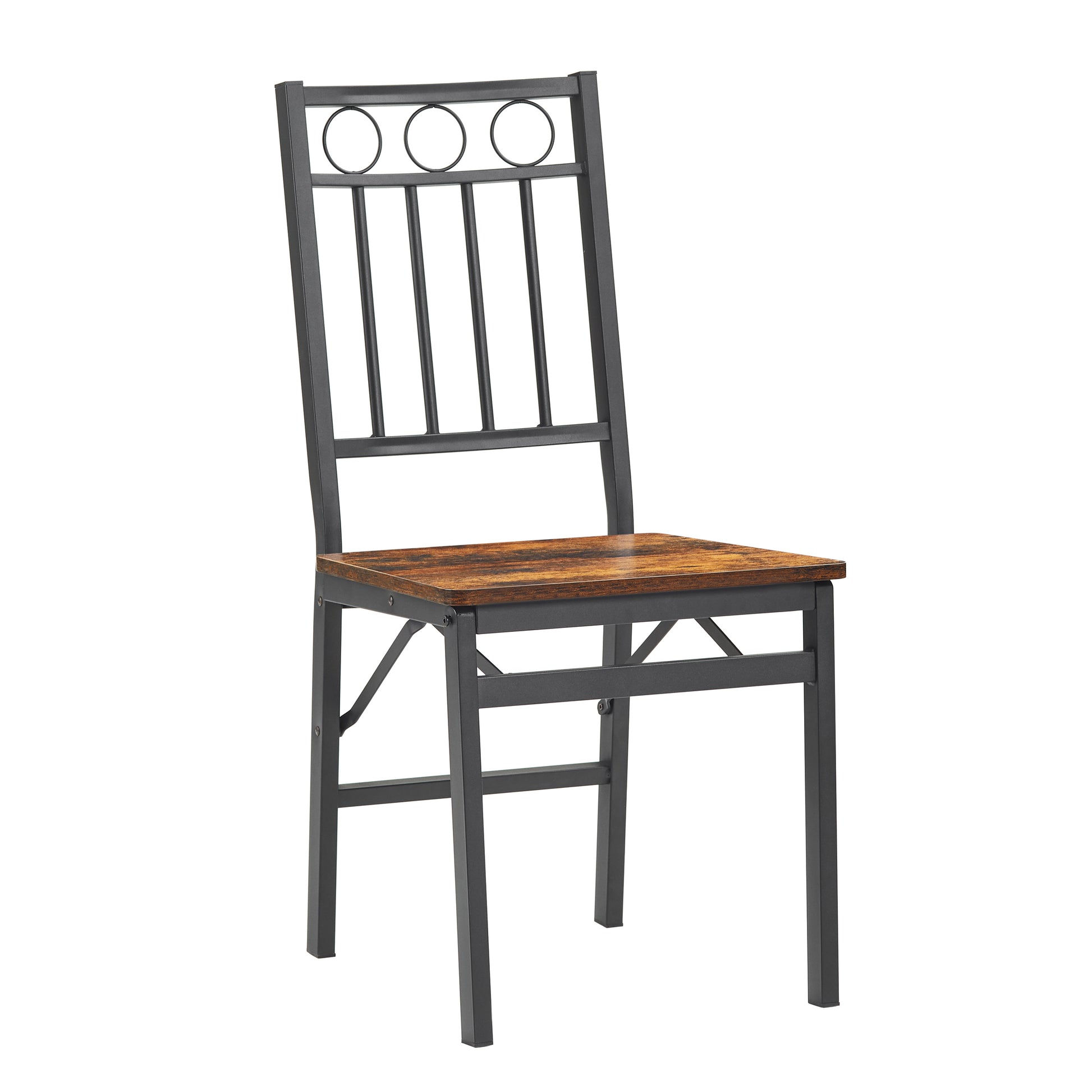 Set of 2 Dining Chairs, Metal & Wood Seat, Folding Retro Modern Style for Dining Room & Kitchen image 2