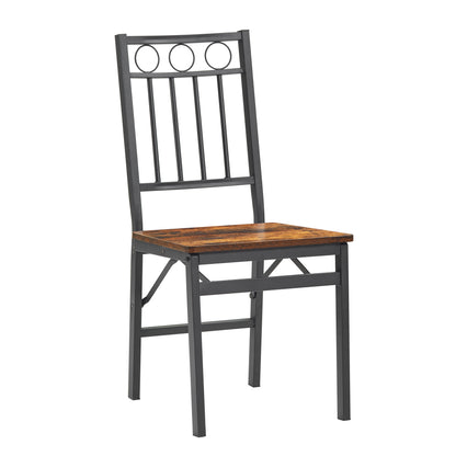 Set of 2 Dining Chairs, Metal & Wood Seat, Folding Retro Modern Style for Dining Room & Kitchen image 2