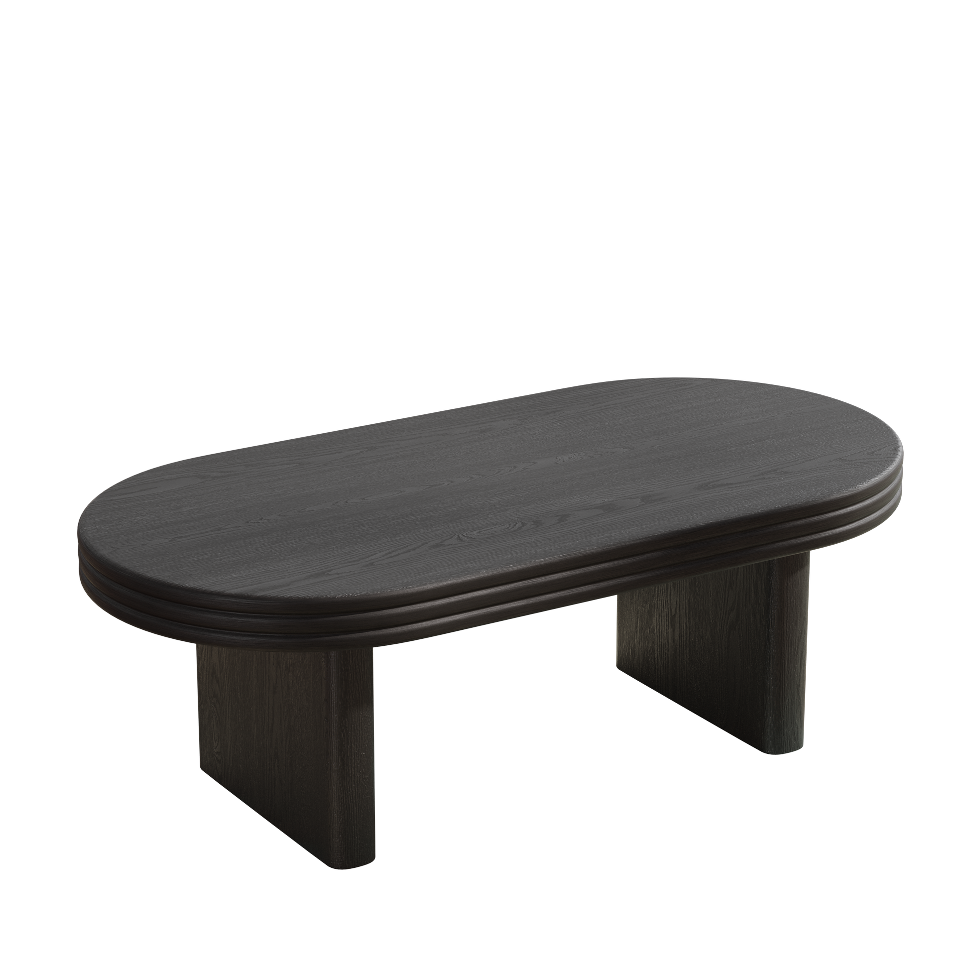 Mid Century Modern Oval Fluted Coffee Table, Farmhouse Wood Coffee Table, Cocktail Table, Center Table for Living Room, Office, Home Decor(Black, 23.62" D x 47.24" W x 16.34" H) image 8