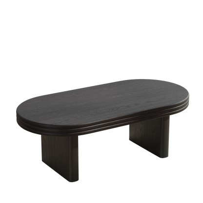 Mid Century Modern Oval Fluted Coffee Table, Farmhouse Wood Coffee Table, Cocktail Table, Center Table for Living Room, Office, Home Decor(Black, 23.62" D x 47.24" W x 16.34" H) image 8