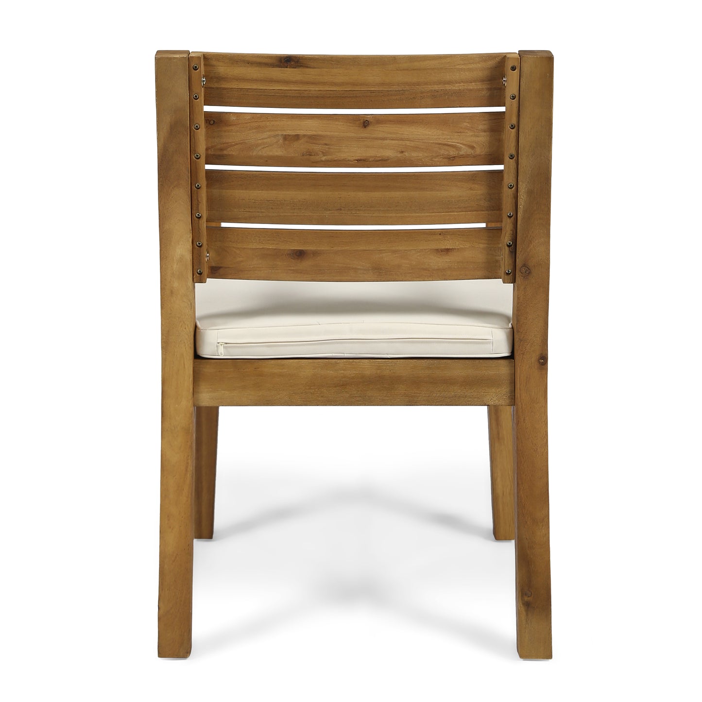 Outdoor Dining Chair Set of 2,Sandblast Natural Stained With Beige Cushion image 11