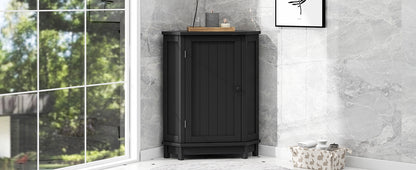 Black Bathroom Cabinet Triangle Corner Storage Cabinet with Adjustable Shelf Modern Style MDF Board(Old SKU:N725P172615B) image 3