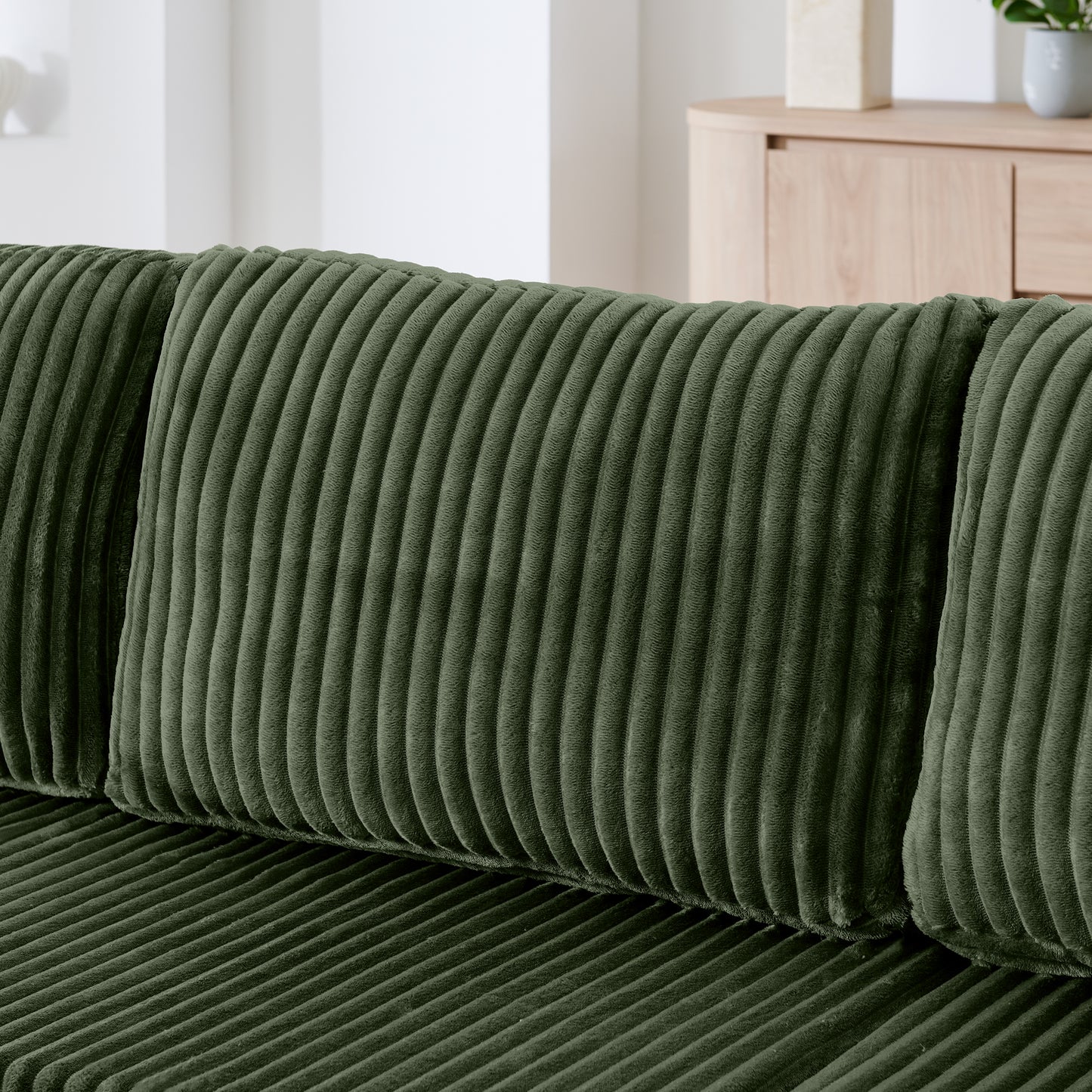 U shape Modular Sectional Sofa, Compressed Sectional Sofa Modern Minimalist Style Corduroy Couch, Sleeper Sofa for Living Room, Bedroom, Comfy Compressed Sofa Couch Space-Efficient Design-green image 4