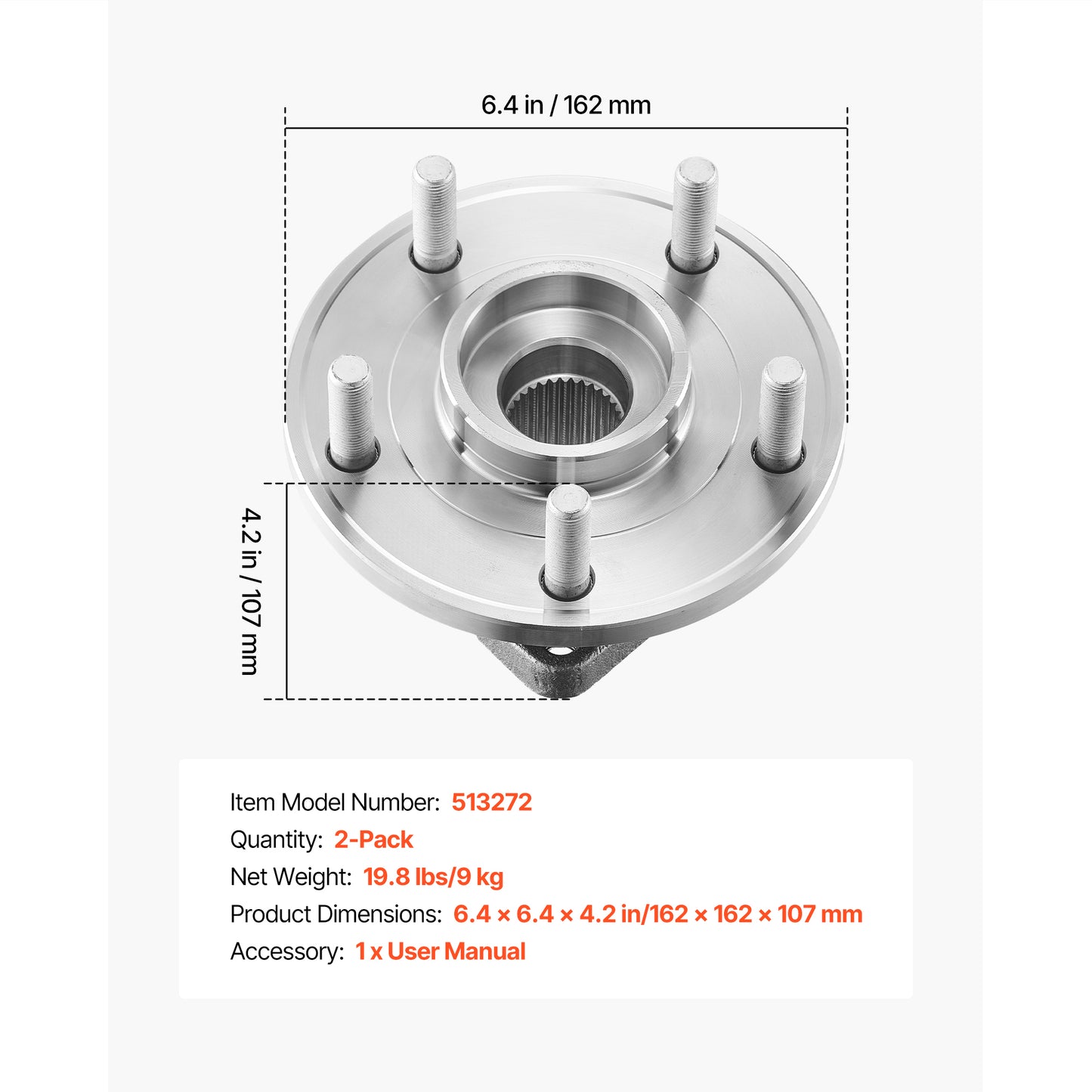 2PCS Front Wheel Bearing & Hub Assembly Fit for Jeep Wrangler 2010 Islander 2016 Rubicon Sahara 75th Anniversary Sport Utility OEM 513272, 5 Lugs with ABS Sensor, Wheel Bearing Hub Assembly Set image 12