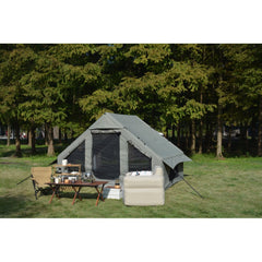 Inflatable Camping Tent Easy Setup 4 Season Glamping Tent with High Performance Inflatable Structure 4-6 Persons Waterproof Windproof Outdoor Self-Supporting Blow up Tent Air Tent Portable House Beige