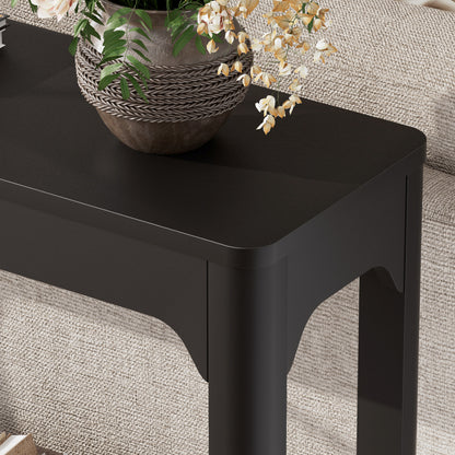 55.1-inch curved-leg storage table, ideal for entryways, slim wooden side table that can be placed behind a sofa, perfect for entryways, hallways, and doorways. Black, 55.1"L*11.8"W*31.1"H image 11