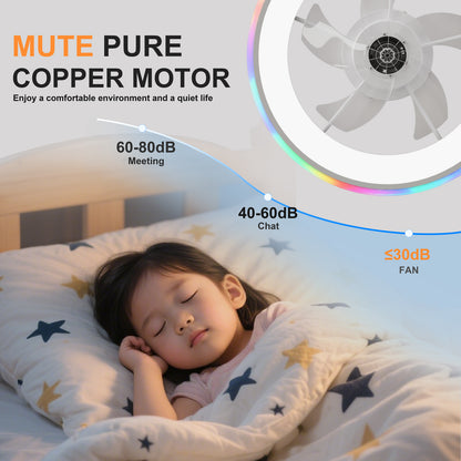 23.6" Modern RGB Ceiling Fan with Lights, Flush Mount Low Profile Fan with Remote & APP, 6-Speed Reversible Silent DC Motor, Dimmable 3000-6500K LED for Bedroom, White image 4