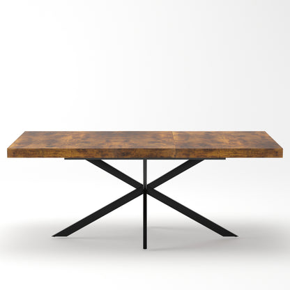 55.11"-70.86"Retro Rectangular Stretch Dining Table, Antique Wood Top And Same Color Relief Plate,With Storage Box,Suitable for dining rooms, kitchens, and living rooms, Brown image 9