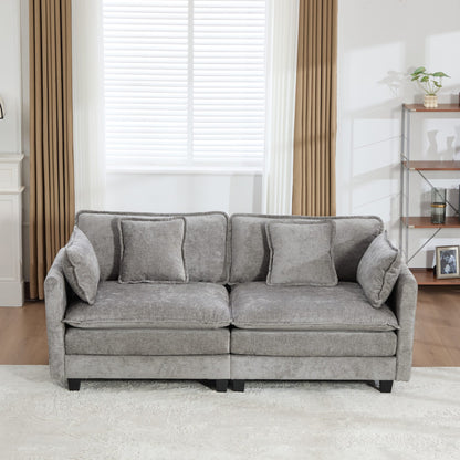 Cloud Sofa LoveSeat (Ottoman is not included), Modern Sectional Couch, for Living Room Bedroom and Apartment, Comfy Double Layer Upholstered Seat Cushion, Breathable Chenille Fabric, Gray,SSS5012GY image 3