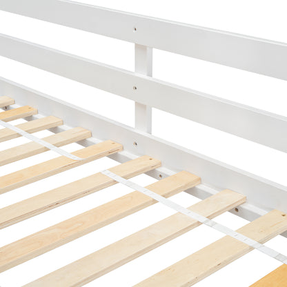 Twin over Twin House Bunk Bed with Roof, Window, Window Box, Door, with Safety Guardrails and Ladder, Pink/White image 11