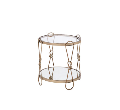 Zekera Mirrored & Champagne Finish End Table image 1