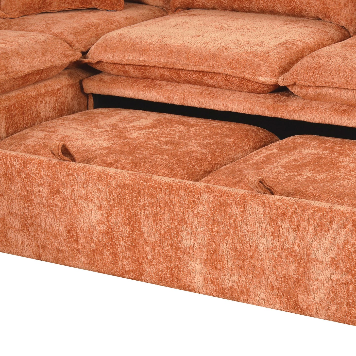 82.67"Convertible Sofa Bed Sectional Sofa Sleeper L-shaped Sofa with a Storage Ottoman,Two Pillows, Two Power Sockets an image 5