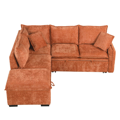82.67"Convertible Sofa Bed Sectional Sofa Sleeper L-shaped Sofa with a Storage Ottoman,Two Pillows, Two Power Sockets an image 20